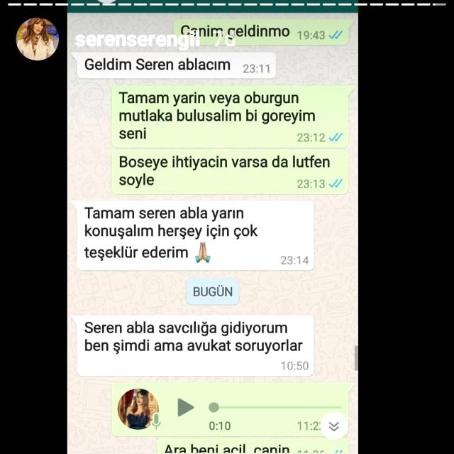 Seren Serengil ve Melisa Emirbayer Whatsapp mesajları
