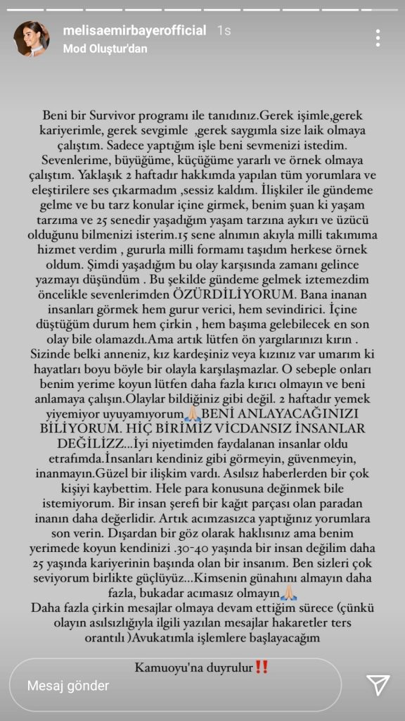 Melisa Emirbayer açıklama