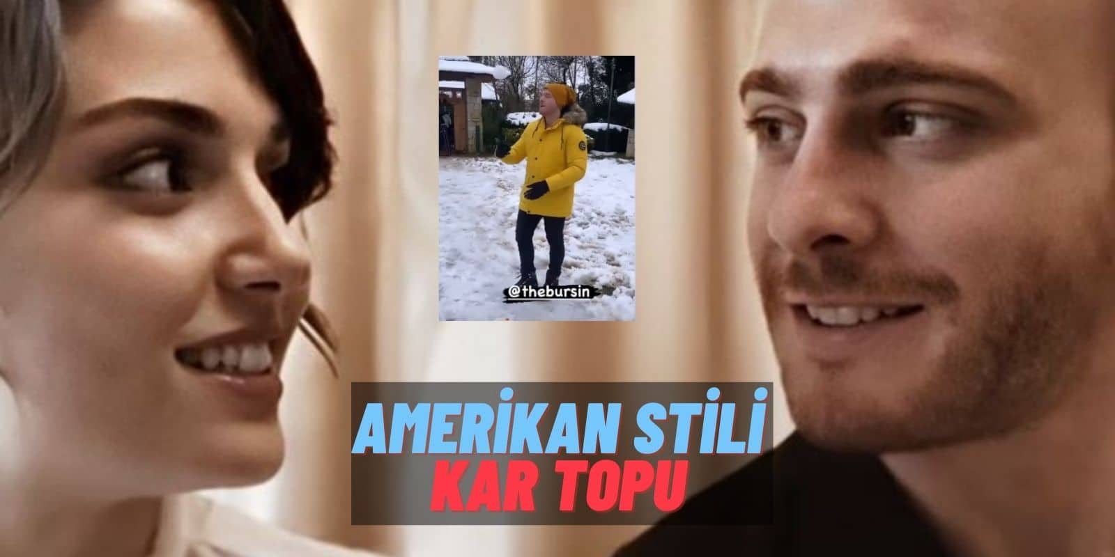 Sen Çal Kapımı Setine Kar Molası! Kerem Bürsin ve Hande Erçel Kar Topu Oynadı Sosyal Medya Yıkıldı