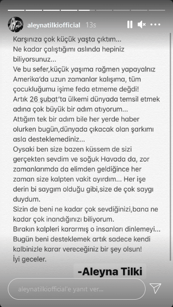 Aleyna Tilki açıklama