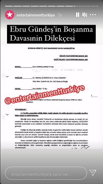 Ebru Gündeş boşanma dilekçesi
