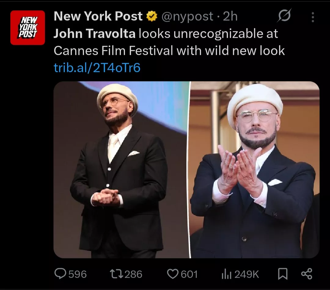 John Travolta Cannes 2026’da Görünüşüyle Şaşırttı